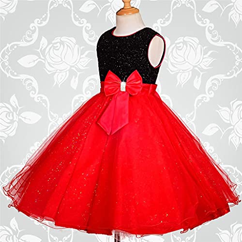 Dressy Daisy Toddler Girls Special Occasion Dresses Wedding Flower Girl Pageant Gown Party Dress Size 4T 5T, Black And Red #TOP1