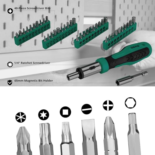 Image of DEKOPRO Tool Set: 228 Piece Home Tool Kit, Household Basic Repair Tool Set Comes with Storage ToolBox, Socket Wrench Set for Car, Hand Tool Box Set for Home - Green