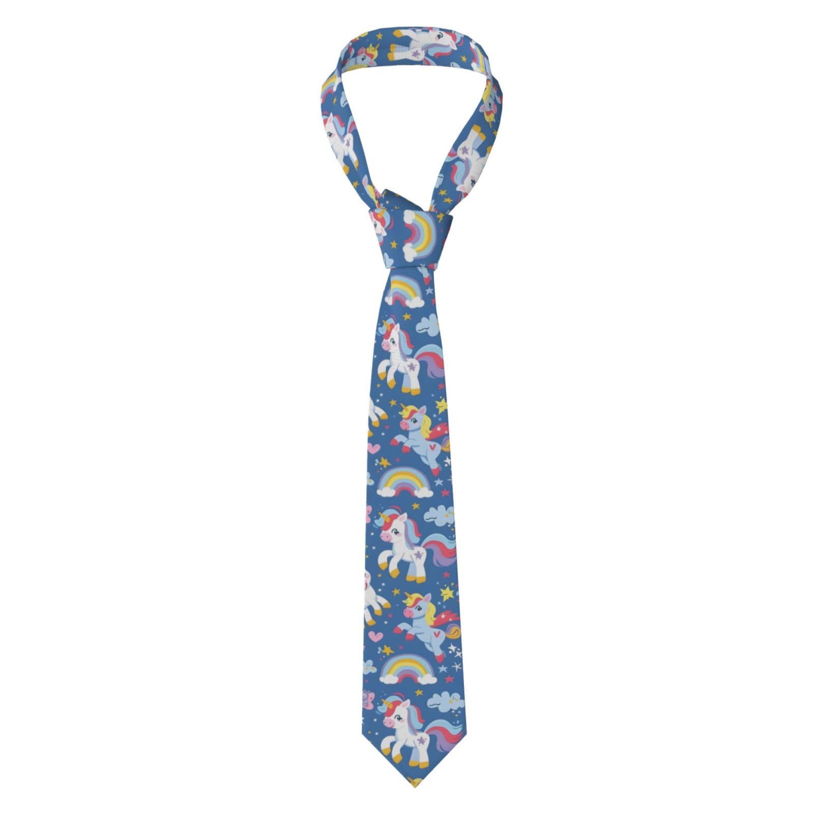 SMAZDFXX Horse Unicorn Rainbow Print Men's Tie Novelty Neck Fashion Ties For Mens Daily Wedding Party Business