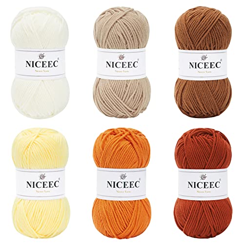 Image of NICEEC 300g Soft Assorted Colors Yarn - Sport Weight,100% Acrylic, 4 Ply, Bonbons Yarn for Crochet & Knit, DIY Project Starter Kit for Kids or Adults(Total 870yds) - Series 8