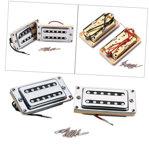Alasum 2個エレキギターピックアップ ハムバッカーブリッジピック ハムバッカーネックピック ダブルコイル設計 用 アルニコ搭載 真鍮ベース クロームメッキカバー 付属品 取り付けネジ