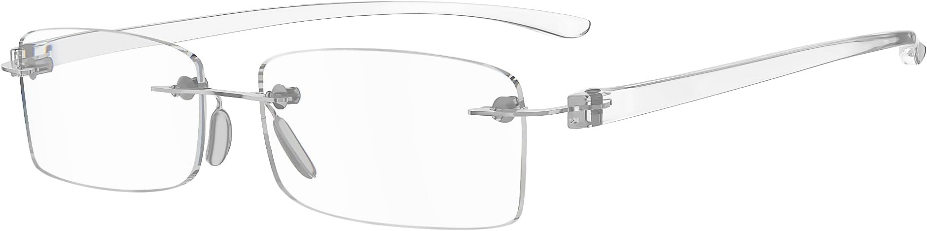 – Eyekepper Small Lenes Rimless Reading Glasses Women - Frameless Reader Eyeglasses for Men Reading with Transparent Arms +3.00
