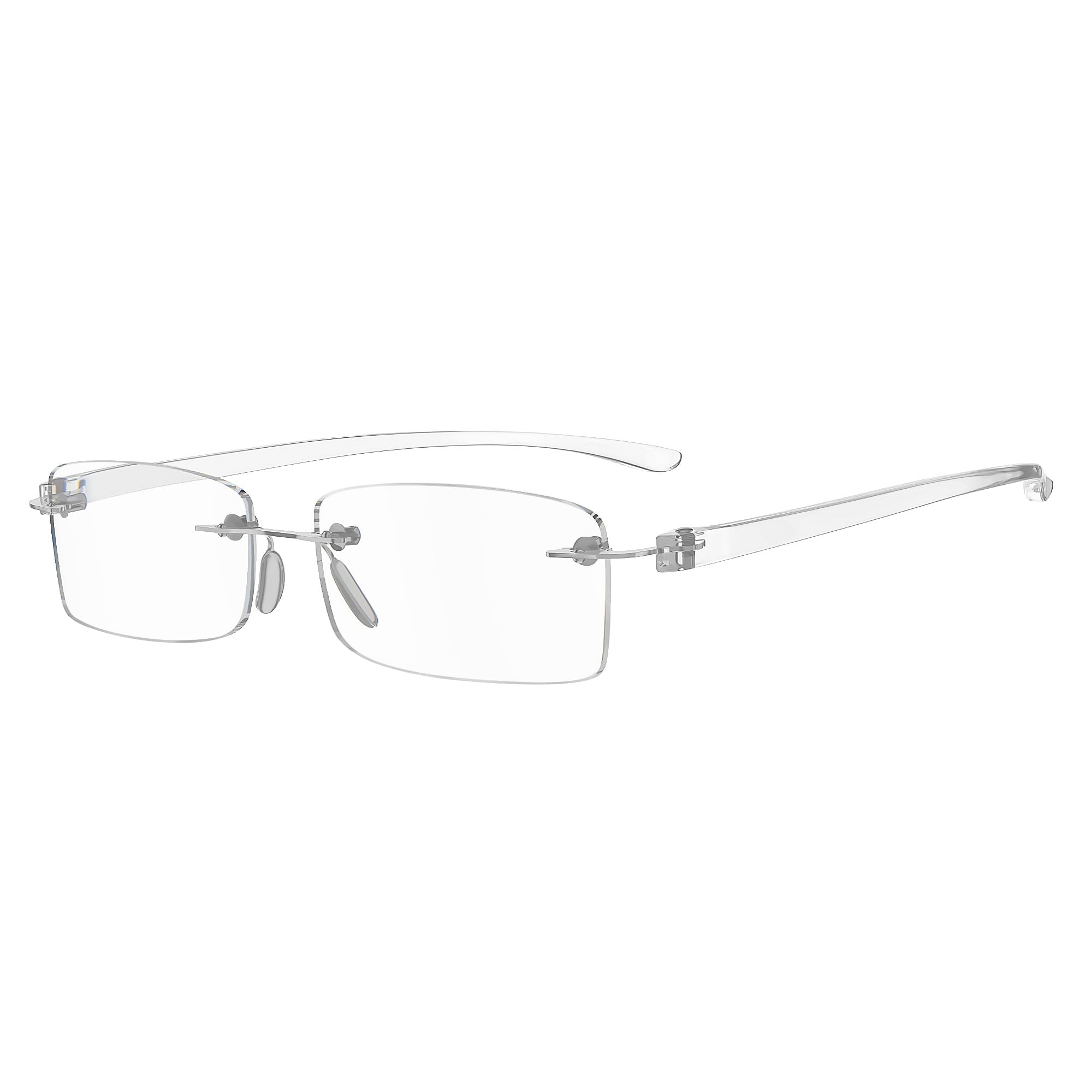 – Eyekepper Small Lenes Rimless Reading Glasses Women - Frameless Reader Eyeglasses for Men Reading with Transparent Arms +3.00