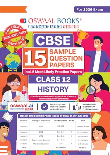 Image of Oswaal CBSE 15 Sample Question Papers Class 12 History for 2026 Board Exam (As per CBSE Sample Question Paper issued on 30 July 2025), recommended by 2025 CBSE Toppers