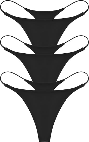 ETAOLINE Womens Thong Bikini Cheeky Bottom Solid G String Panties