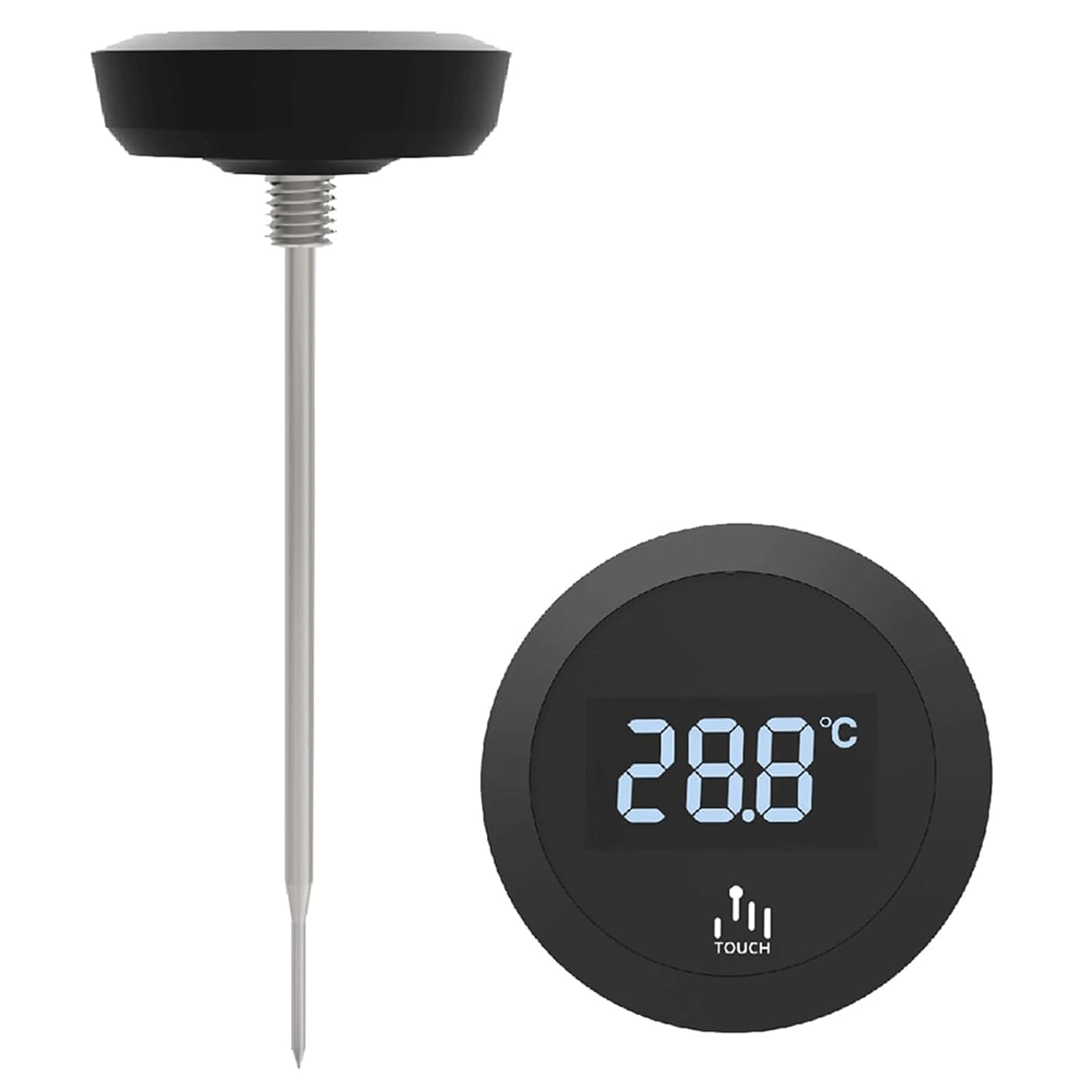 KRILLIQ Termometro con Display Digitale Touch Screen Cruscotto Rotondo con sonda Lunga Termometro Ultra Veloce per friggere con Olio per Barbecue