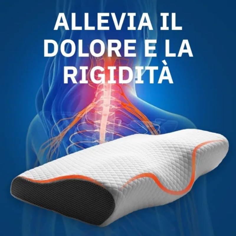 SWZEC Ortorex Cuscino Ortopedico in Memory Foam Sagomato per i Dolori Cervicali(Grigio,60X35CM)