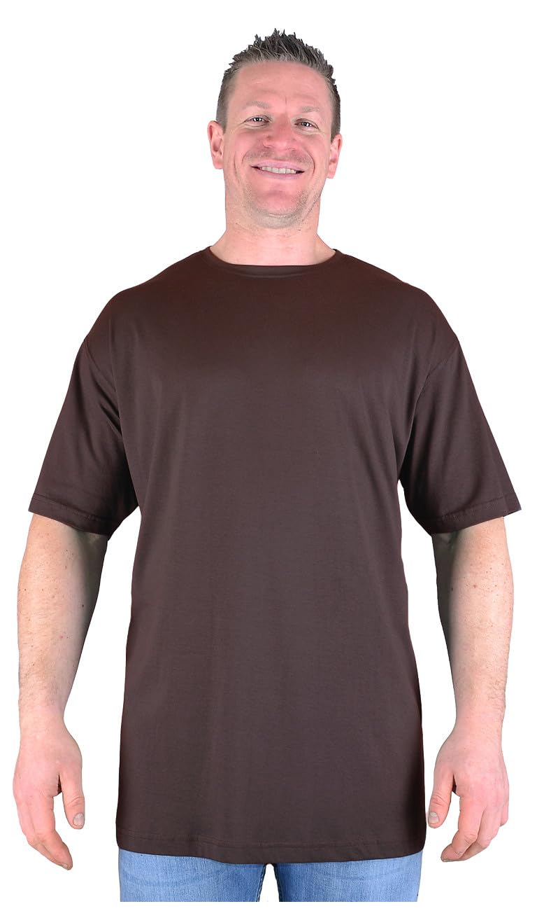 Big Mens Dark Brown Pat Extra Long Tall T Shirt Nightshirt Cotton Large Plain Long Line Extreme Length Oversized Man for Sizes M L XL 2XL 3XL 4XL 5XL 6XL 7XL 8XL, Size : 8XL