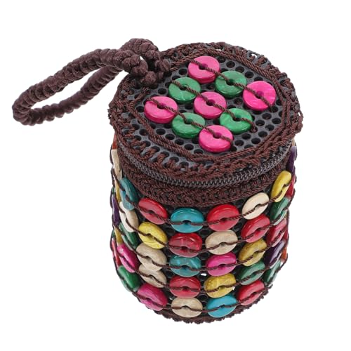 1pc Coconut Shell Beaded Bag Handmade Weaving Purse for Beach Stylish Decorated Shoulder Bag for Storing Cellphone Material Creative Zipper Design