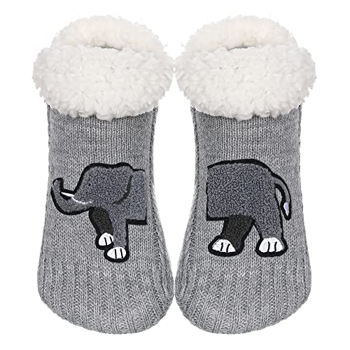 Image of ZYZX Cute Animal Slipper Socks for Women with Grips,Fuzzy Socks Indoor