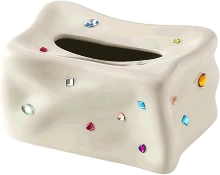Ceramic Tissue Box Cover Rectangle Tissue Holder Stylish Napkin Dispenser Portable Tissue Box Home Decor for Tabletop
