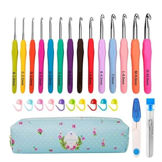 Yarniss Crochet Hooks,14 Size Crochet Set 2mm(B)-10mm(N), Ergonomic Crochet Hooks Set with Case for Beginner,Long Crochet Needles
