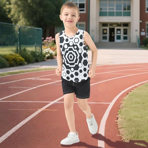 JUNZAN Black White Children Tshirts Tank Tops Sleeveless Toddler Vest Baseball Shirts for Gym Swim Beach Outdoor 3T 5