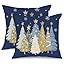 Christmas Pillow Cover 12x20 Inch – Watercolor Tree & Stars, Farmhouse Holiday Decor, Pink