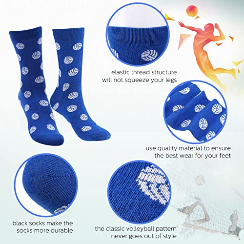 4 Pairs Funny Basketball Volleyball Football Softball Soccer Socks Novelty Sports Casual Crew Socks Funky Gifts For Men Women (Volleyball Style) #TOP22