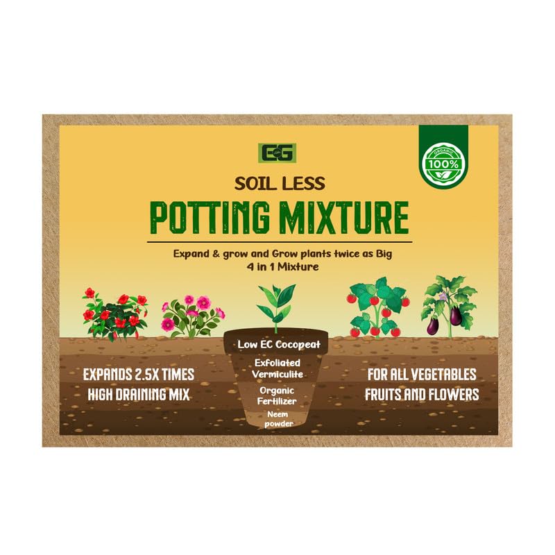 Elamgreen Soilless 4 in 1 Potting Mix for Vegetable and Flowering Plants - Cocopeat, Vermiculite, Neem Khad, Organic Fertilizer for Plants | Pot Mix for Garden or Terrace Garden 10kg (B0DHD4GKMN) Amazon Price History, Amazon Price Tracker
