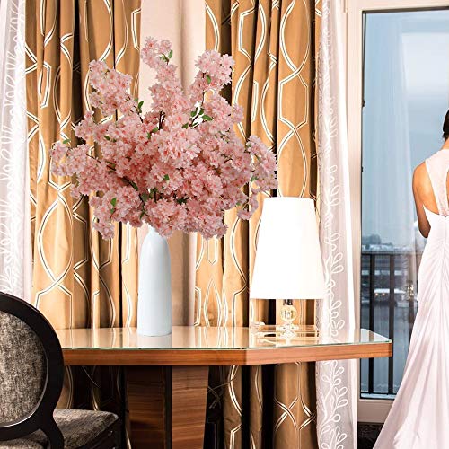 Larksilk Light Pink Cherry Blossom Branches, Three 30 Inch Cherry Blossom Flowers, Light Pink & Green Hues, Vibrant Green Leaves, Home & Business Décor, Japan's National Flower #TOP2