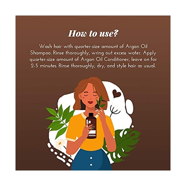 Argan Oil Shampoo and Conditioner Set - Sulfate-Free Formula with Nourishing Moroccan Oil and Keratin -for All Hair, Curly or Straight - Hydrate Repair Defy Frizz for Salon-like Results!16 Fl Oz 2 PK