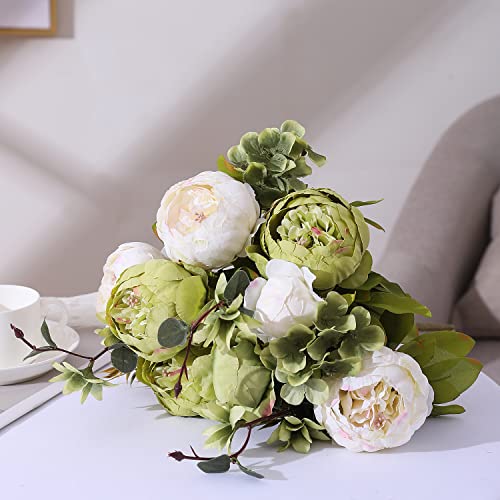 Duovlo Fake Flowers Vintage Artificial Peony Silk Flowers Wedding Home Decoration,Pack Of 1 (New Green) #TOP2