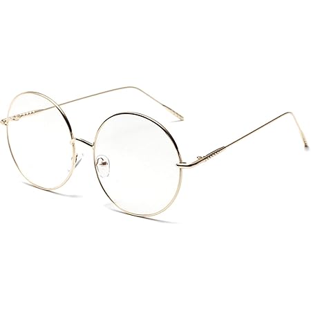 Amazon Co Jp 大きめ 丸メガネ 華奢 ステンレス フレーム 伊達メガネ 眼鏡 サングラス ゴールド 並行輸入品 服 ファッション小物