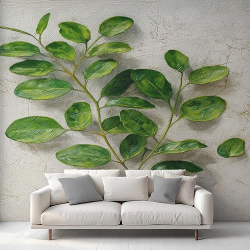 Fresque murale intissée haut de gamme eucalyptus vert format XXL 500x350cm - 3