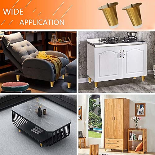Image of VOLO Furniture Legs 3 inch, Heavy Duty Sofa Legs, Modern Style Furniture Legs, DIY Replacement SS Metal Legs for Table Cabinet Cupboard Sofa Couch Chair, (Set of 4 pcs)(A-67) (4 inch- 100 mm, Gold)