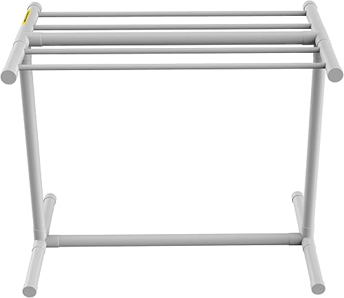 Miniatura 8 de VEVOR Toallero de piscina 5 barras blanco organizador de almacenamiento independiente de PVC en forma de T incluye 8 clips para toallas bolsa de