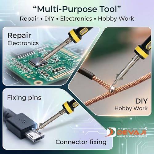 Image of DEVAJI 622 40W Soldering Iron 220V Fast Heating Electric | Copper Tip, Indicator Light, Heat Resistant Grip | Mobile Repair, PCB, Electronics, Circuit Board Tool