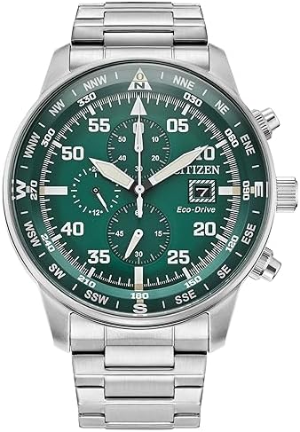 Citizen Men’s Eco-Drive Sport Casual Brycen Weekender Chronograph Stainless Steel Watch, 12/24 Hour Time, Date, Luminous Markers, 44mm