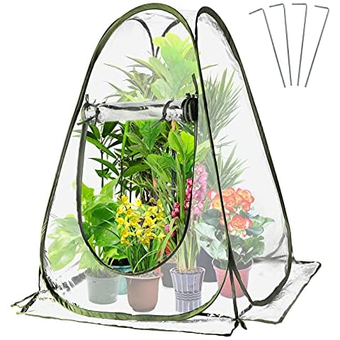 ANGTUO Mini Pop Up Greenhouse Small Gardening Flowerpot Cover Portable Greenhouse for Indoor Outdoor Backyard Flower Shelter 28"x28"x33" Cover