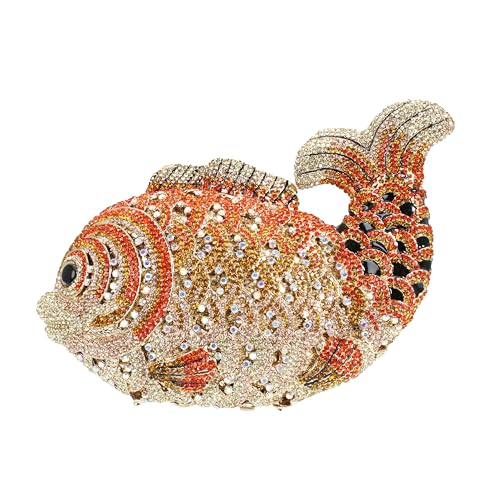 Image of Women Mini Fish Clutch Luxury Rhinestones Purse Sparkling Banquet Handbag Wedding Party Clutch Bag