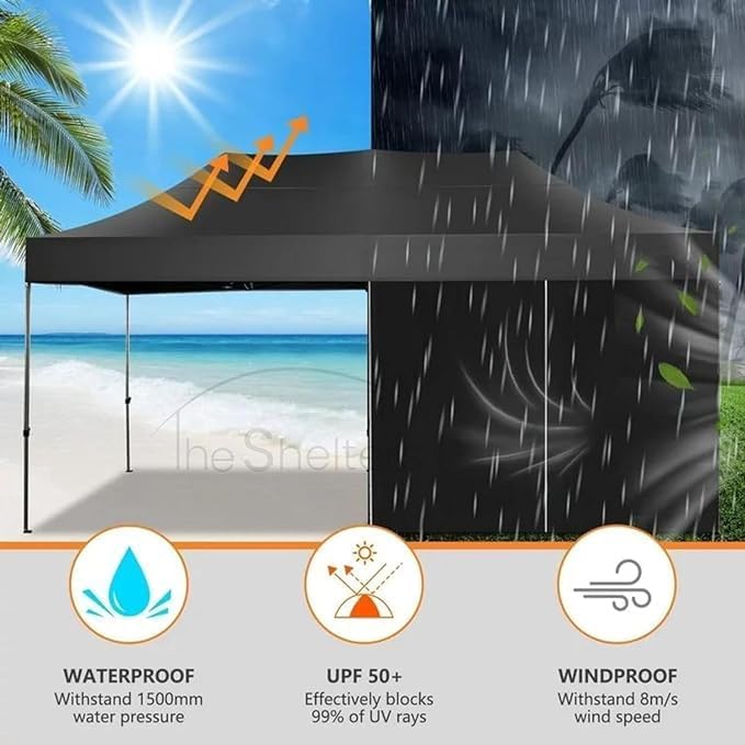Image of THESHELTERS - 10x20 ft Pop Up Outdoor Canopy Tent, Instant Folding Portable Shelter Garden Tent for Decoration, Party, Event, Wedding & Camping (Black 00)