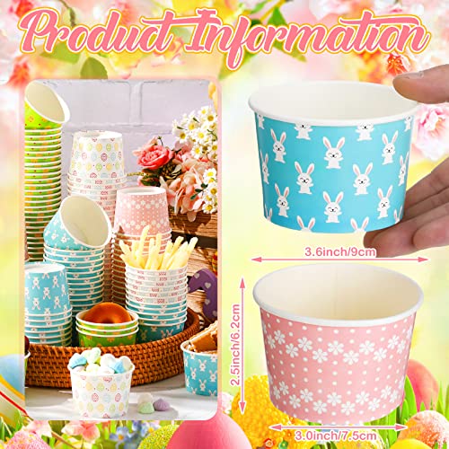 160 Pcs Easter Ice Cream Cups 9 Oz Dessert Bowls Bunny Chicks Eggs Design Disposable Soup Bowls Paper Treat Snack Cups Easter Party Dessert Cups Holiday Ice Cream Containers For Easter Party Supplies #TOP3