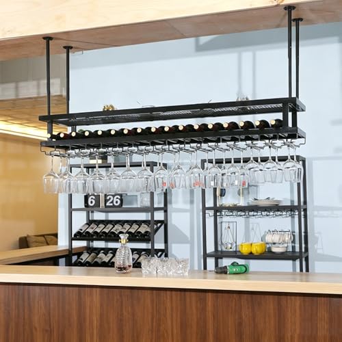 Étagère à bouteilles de vin au plafond pour une cuisine bistrot - 6