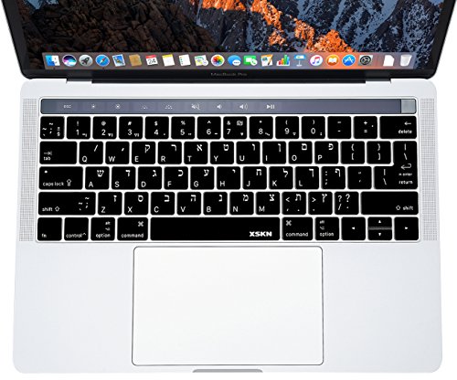 Xskn Hebrew Language Silicone Keyboard Skin Cover For 2016 2017 2018 New Macbook Pro 13" (A2159 A1989 A1706) Macbookpro 15" (A1990 A1707) With Multi-Touch Bar And Retina Us Eu Layout (Black) #TOP1