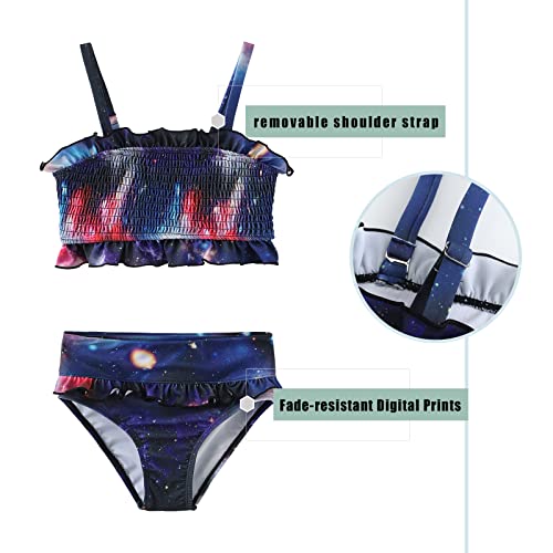Image of Girls Bikini Swimsuits Two Piece Bathing Suit for Kids Girls Hawaiian Smocked Swimwear 3-16 Years