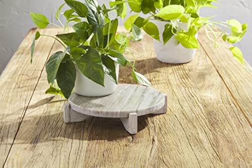 Pedestal de madera de mármol marrón para organizar y elevar objetos 4
