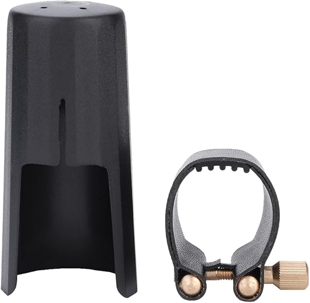 Clarinet Mouthpiece Accessory, Portable Plastic Cap Clarinet Mouthpiece Ligature Clarinet Ligature Cap Clip Fastener Clarinet Mouthpiece Accessory for Students Practice Professionals Clarinet, Black