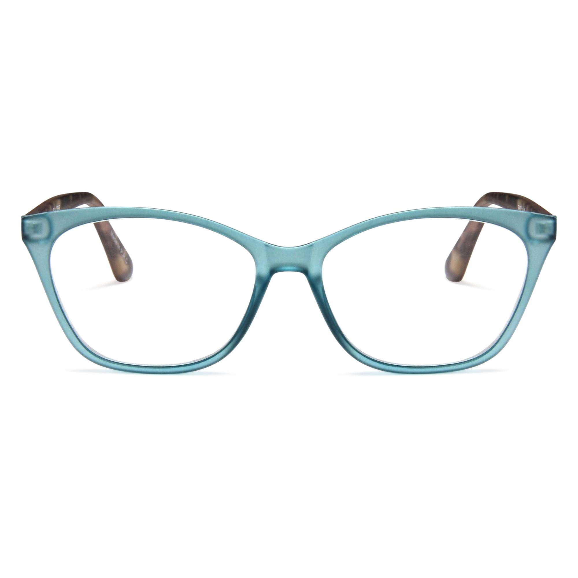 2SeeLife Large Cat Eye Reading Glasses For Women - Medium-Wide Faces, Durable Frame, Spring Hinges, Oversized Cateye Readers, Turquoise, +1.00