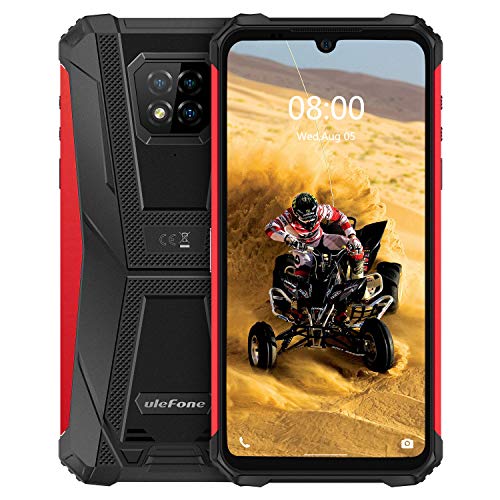 Ulefone Armor 8 Unlocked Rugged Phones, Helio P60 Smartphone 6.1 inch Display, 4GB+64GB 16MP Triple Camera, Android 10 4G Dual Sim Rugged Cell Phone, 5580mAh Battery NFC Fingerprint Face Unlock, Red