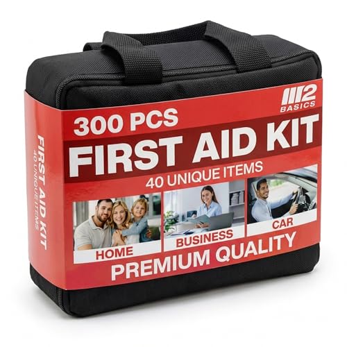 M2 BASICS Premium 300 Piece Professional First Aid Kit...