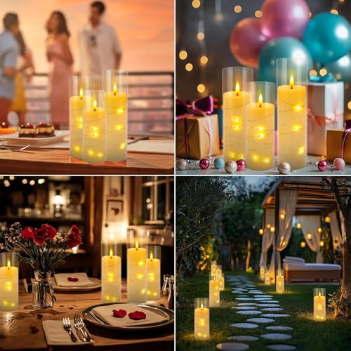 Image of YOROXRG 24 Pack Christmas Decoration Flickering Flameless Candles,Battery Operated Candles,LED String Lights LED Candles for New Year, Home Decor, Parties,Wedding(D2.2 xH 5 inch 6 inch 7 inch) (Ivory)