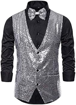 Zakelijk Vest Heren - Heren Glitter Pailletten Pak Vest Casual Mouwloos V-Hals Slim Fit Gilet Feest Nachtclub Podium Prom Zanger Glanzend Vest Gilet, Paars, Xl Zakelijk Vest Heren - Heren Glitter Pailletten Pak Vest Casual Mouwloos V-Hals Slim Fit Gilet Feest Nachtclub Podium Prom Zanger Glanzend Vest Gilet, Paars, Xl