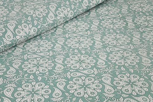 Image of King Size Cotton Bedsheet | 300 TC | 100% Cotton Flatsheet King Size with Two Pillow Covers | (254 * 274 cm, Emerald Bloom)