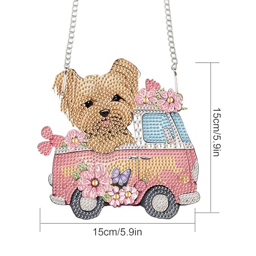 Image of AiYuanzsh Yorkshire Terrier Dog Diamond Art Hanging Kit for Adults, Special Shaped Crystal DIY Acrylic Diamond Painting Sun Catcher, Window Pendant Craft Home Decor Gift for Dog Lovers