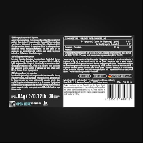 ESN Magnesium Complex, 90 Kapseln, 323 mg Magnesium pro Tagesportion, 4 in 1 Komplex Formel - Made in Germany 4