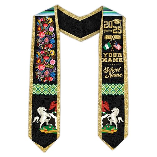 MonkeyVan Custom Nigerian Graduation Sash, Nigeria Graduation Stole Customize, Nigerian American Flag Graduation Sash 2025 Nigeria 16