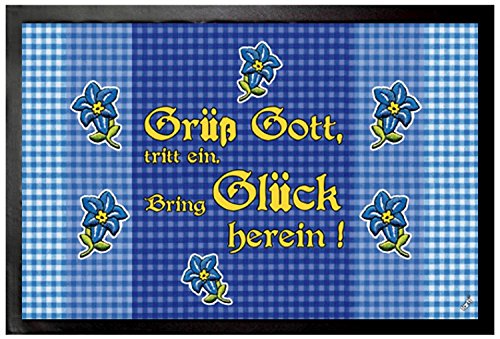 1art1 Casa Grüß Gott, Tritt Ein, Bring Glück Herein Felpudo Alfombra 60x40 cm