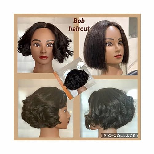 Miniatura 34 de Hairingrid Cabeza de maniquí de 20 a 22 pulgadas, 100% cabello humano, peluquero, cosmetología, maniquí, cabeza de entrenamiento, cabello y soporte