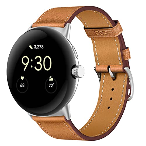 BOTOMORE Compatible for Google Pixel Watch Band Stylish Genuine Leather Business Replacement Strap for Women Men Bracelet